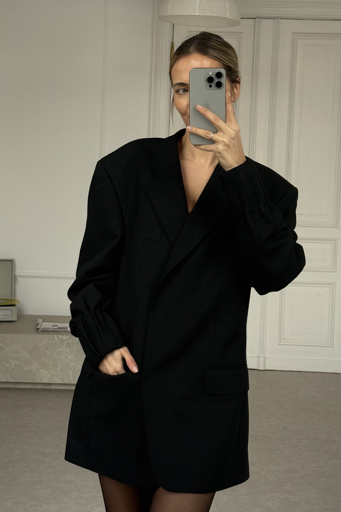 LONG MINIMALIST CLASSIC BLACK JACKET MODEL No8