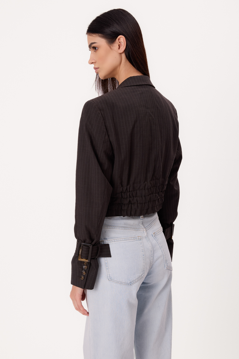 BLACK FITTED PETITE BLAZER WITH PINSTRIPE MODEL No. 5
