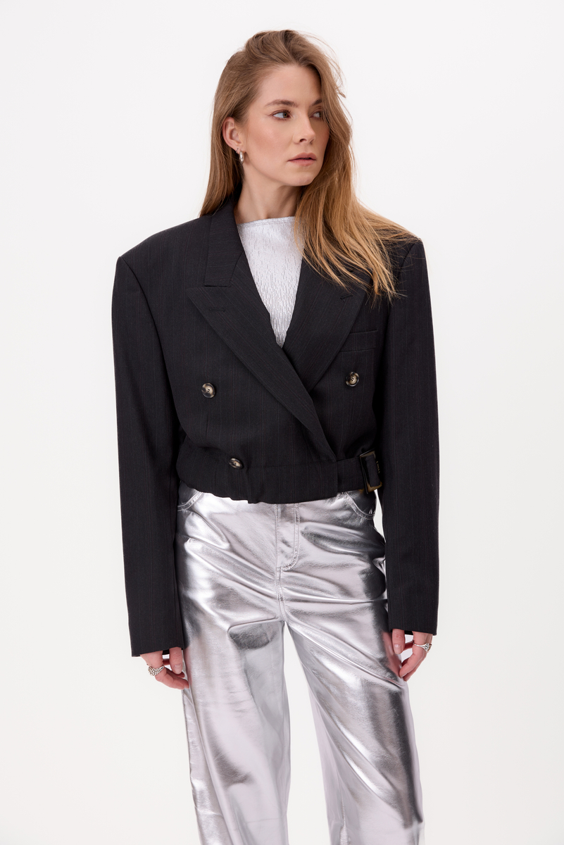 BLACK JACKET WITH A DELICATE STRIP, MODEL No3