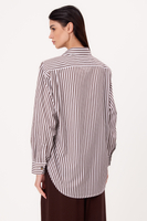KOSZULA REGULAR OVERSIZE W BRĄZOWE PASKI