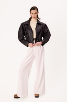 PLUM BOMBER LEATHER JACKET