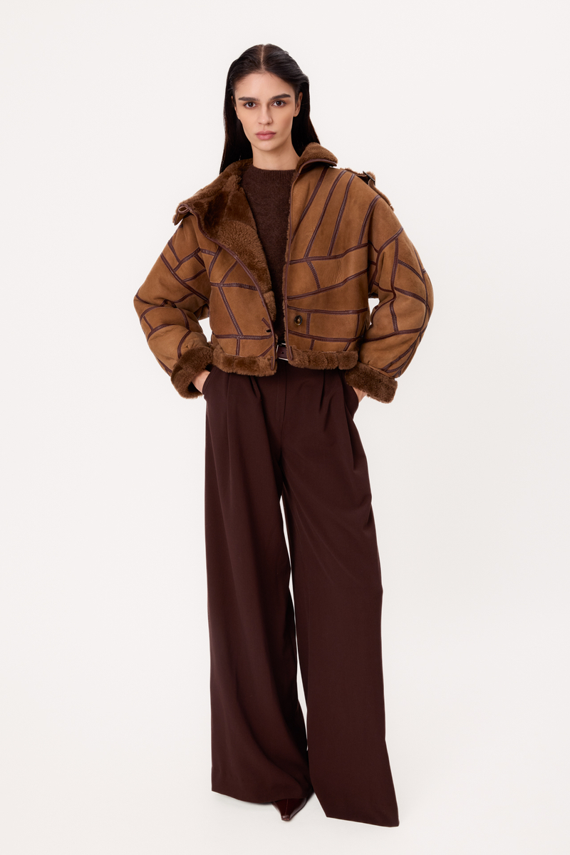 SHORT CARAMEL PATCHWORK NATURAL SHEEPSKIN