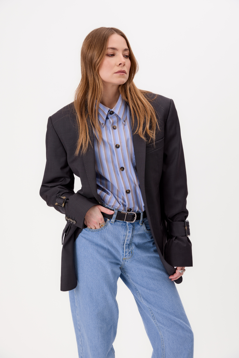 CLASSIC GRAPHITE FITTED JACKET WITH BUCKLES MODEL No6