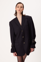 NAVY BLUE SLIM FIT BLAZER WITH BUCKLES MODEL No6