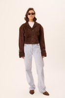 SUEDE BROWN FITTED LEATHER JACKET