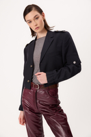 NAVY BLUE BOMBER JACKET WITH A DELICATE STRIP