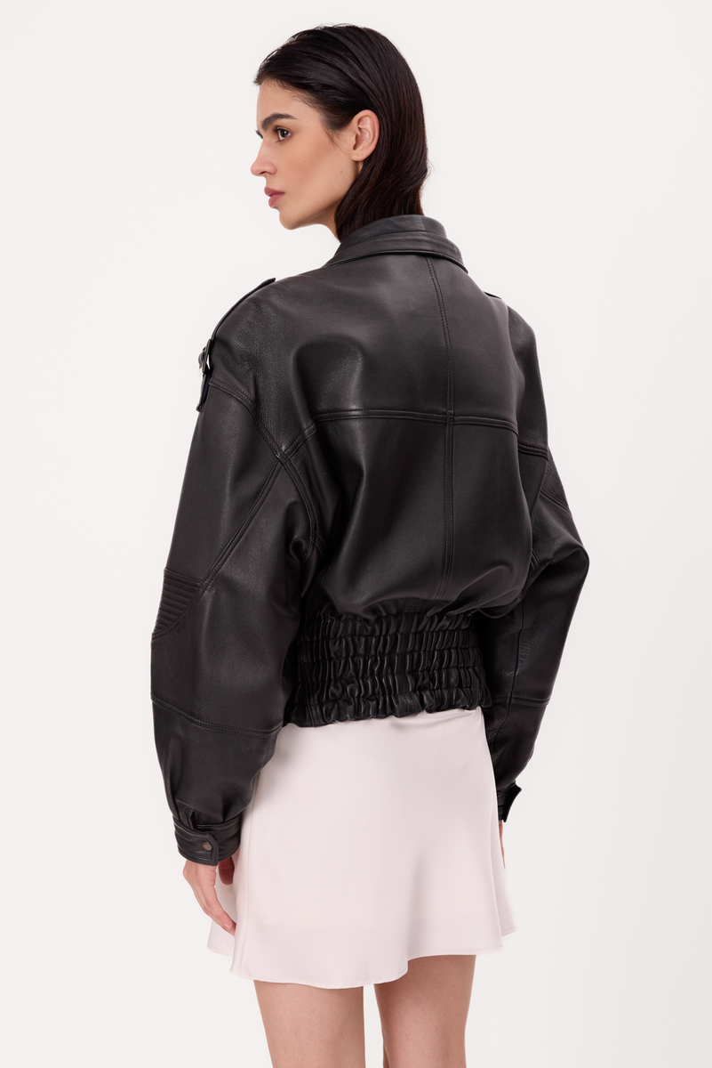 CZARNA KURTKA TALL SKÓRZANA OVERSIZE