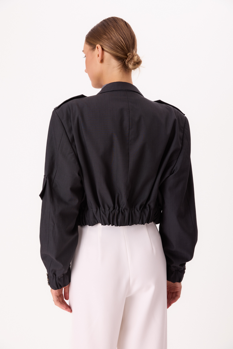 DARK GRAY BOMBER JACKET