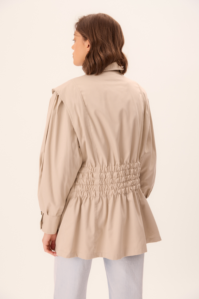 SHORT WAISTED TRENCH COAT CLASSIC COAT WITH BELT