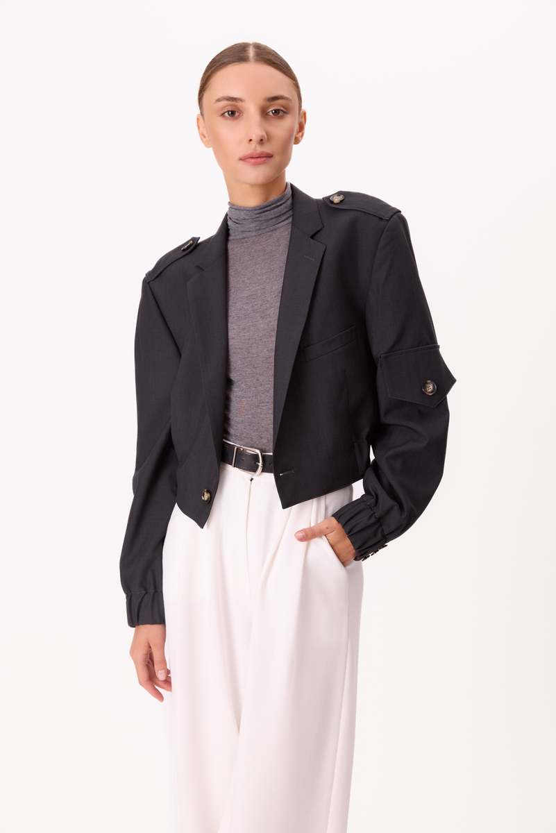 DARK GRAY BOMBER JACKET