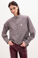 GREEN STRIPED COTTON SHIRT WITH STRONG ARMS AND DETACHABLE CUSHIONS