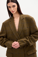 LONG MINIMALIST GREEN CHECKED BLAZER MODEL No8
