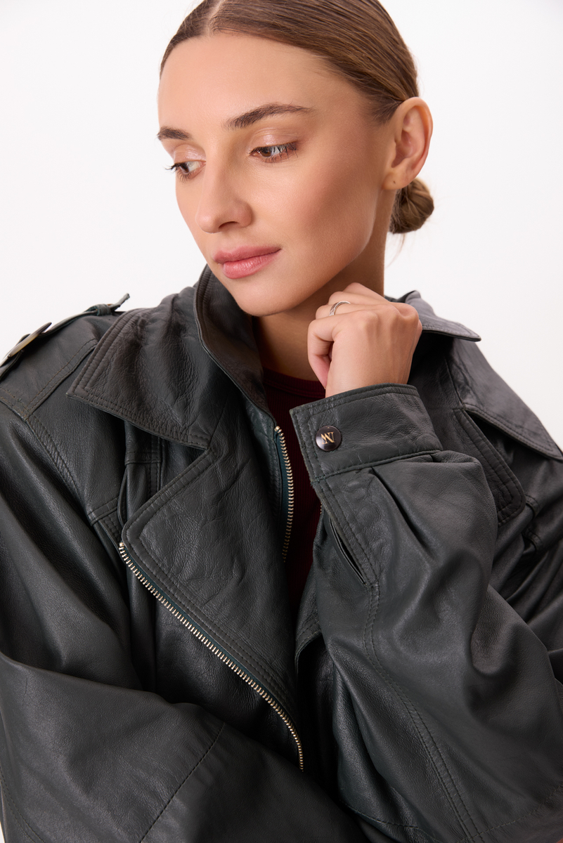 DARK GREEN LEATHER JACKET