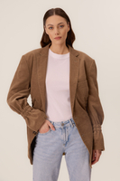 LONG BROWN VELVET FITTED JACKET MODEL No2