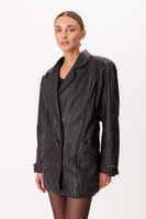 LONG WAISTED LEATHER JACKET WITH BUCKLES