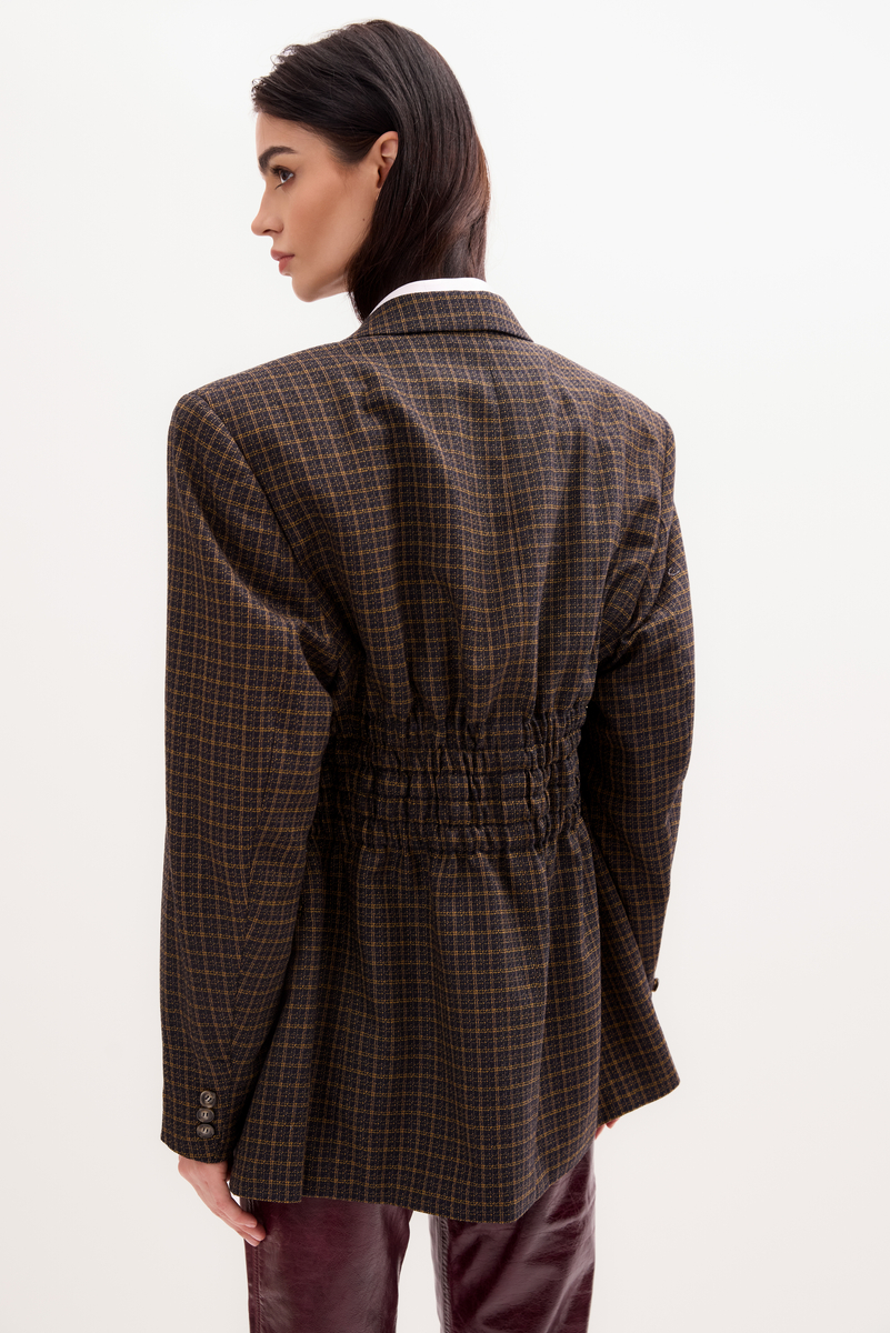 LONG JACKET MODEL No4 WITH HOUNDSTOOTH CHECK