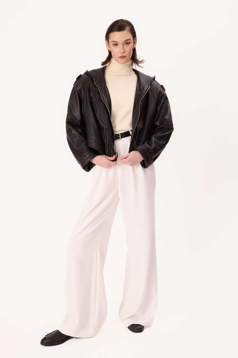 BLACK OVERSIZE LEATHER JACKET