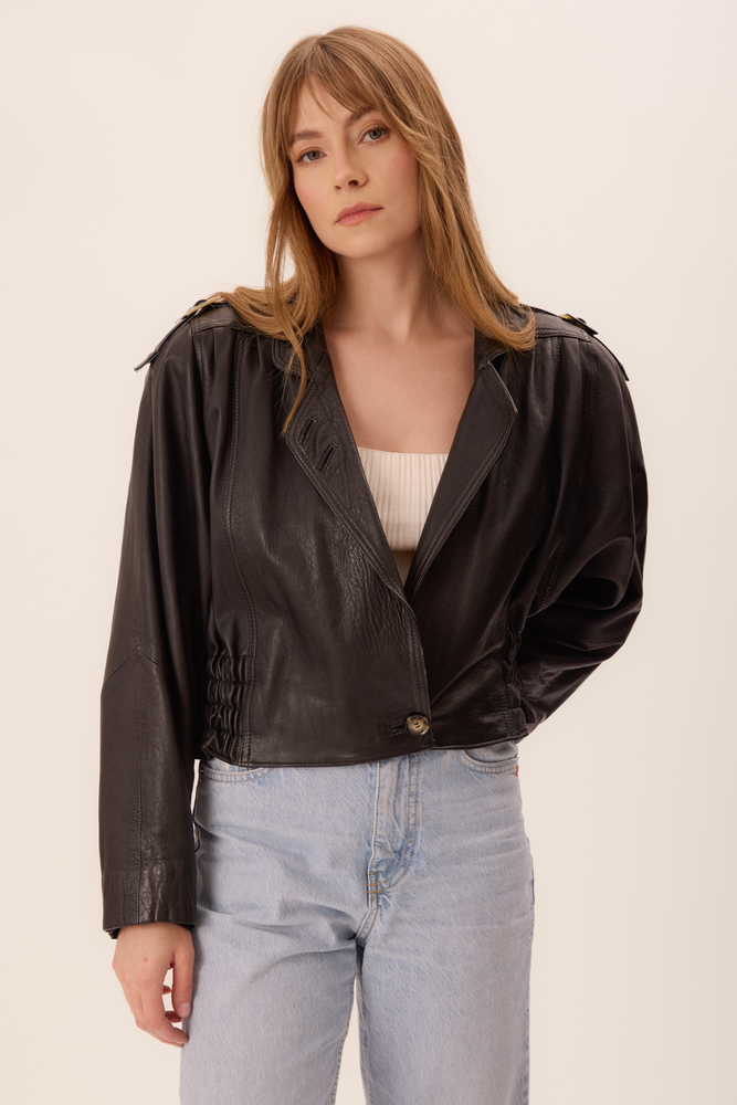 SHORT CLASSIC LEATHER JACKET