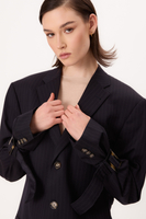 NAVY BLUE SLIM FIT BLAZER WITH BUCKLES MODEL No6