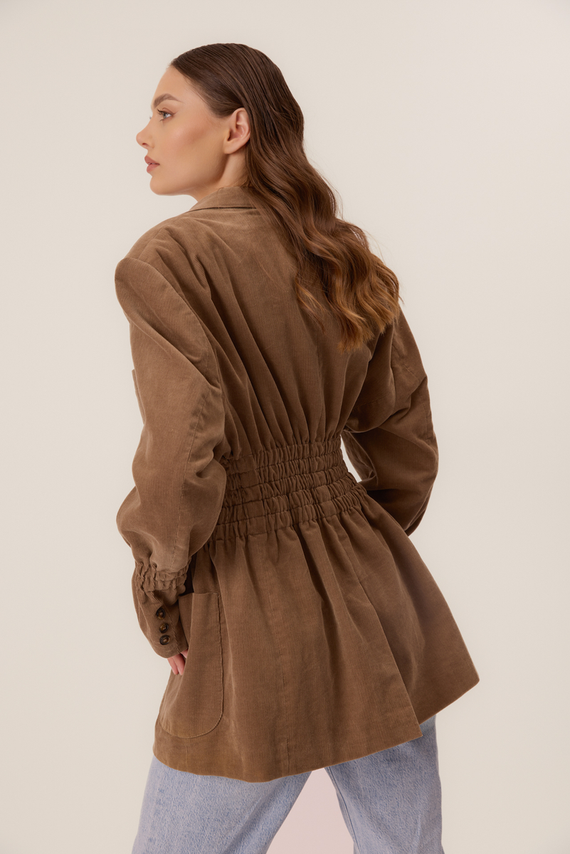 LONG BROWN VELVET FITTED JACKET MODEL No2