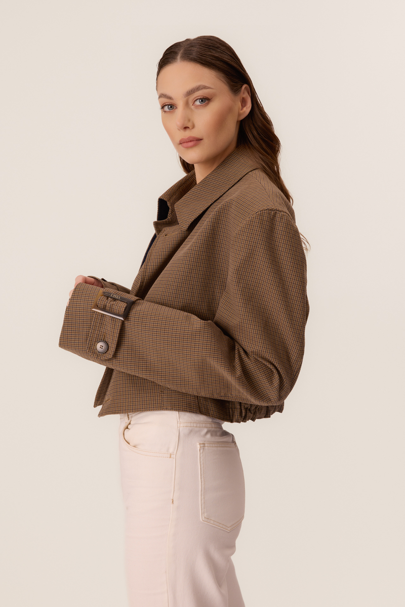 SHORT FITTED CHECK JACKET