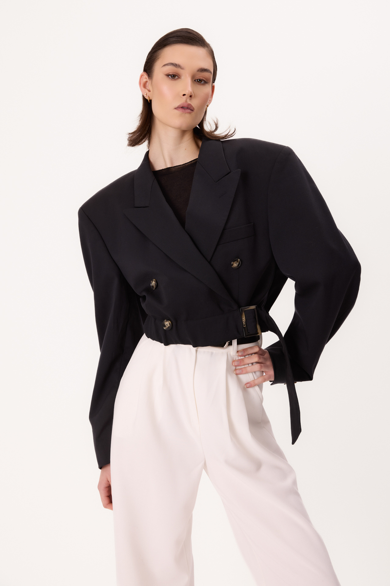 NAVY CLASSIC BLAZER WITH BELT