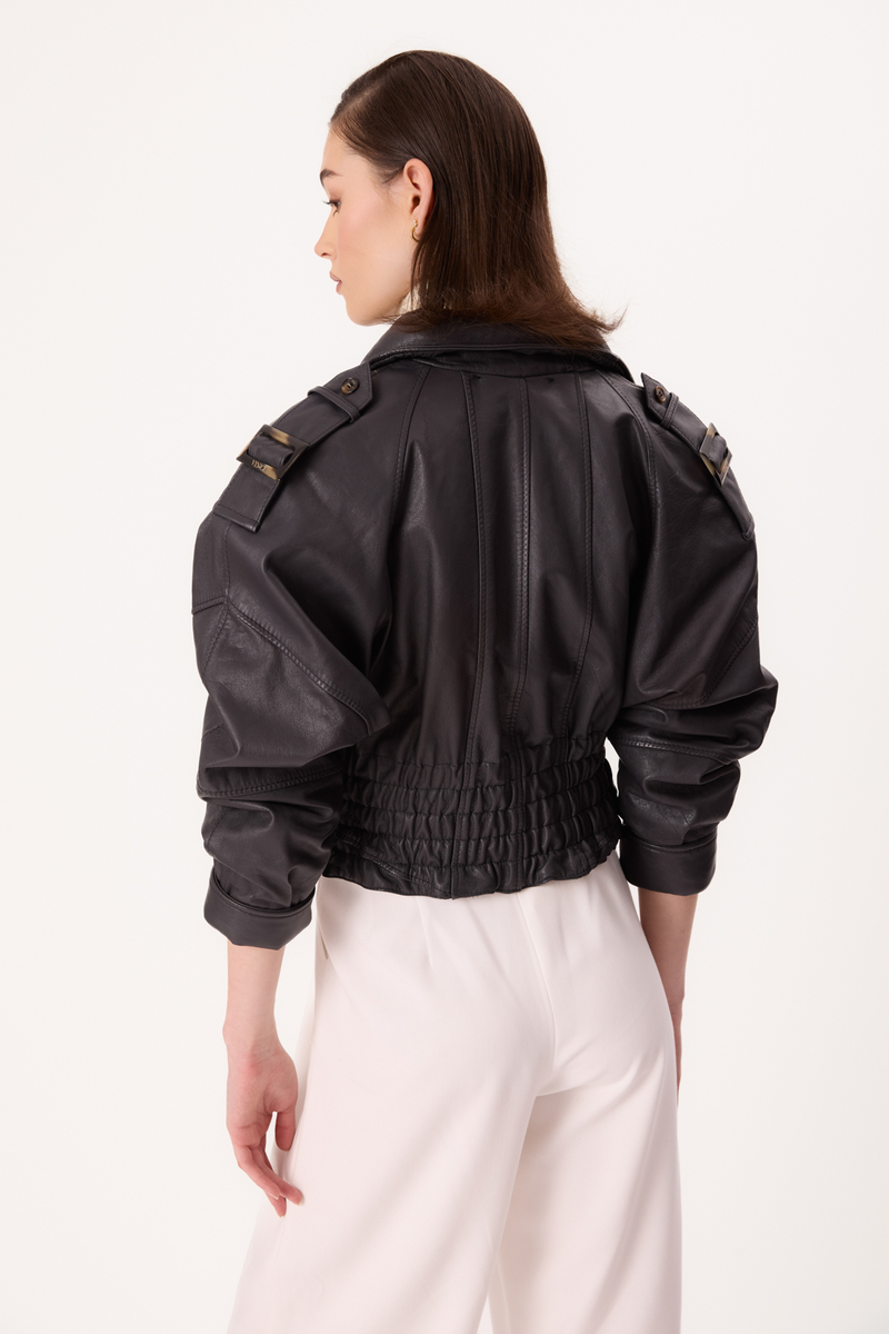 DARK GRAY LEATHER JACKET