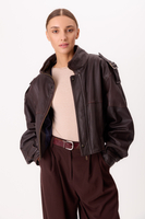 CHOCOLATE BOMBER LEATHER JACKET