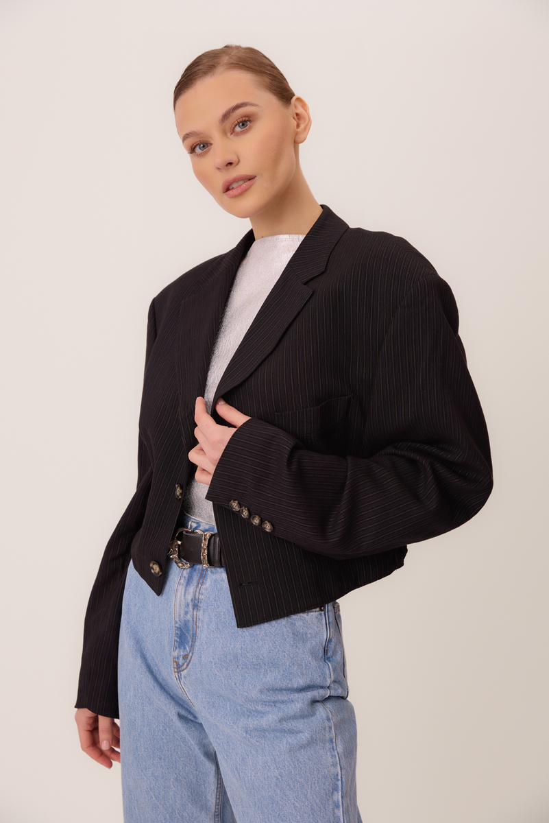 NAVY BLUE SHORT STRIPED JACKET No4 SHORT
