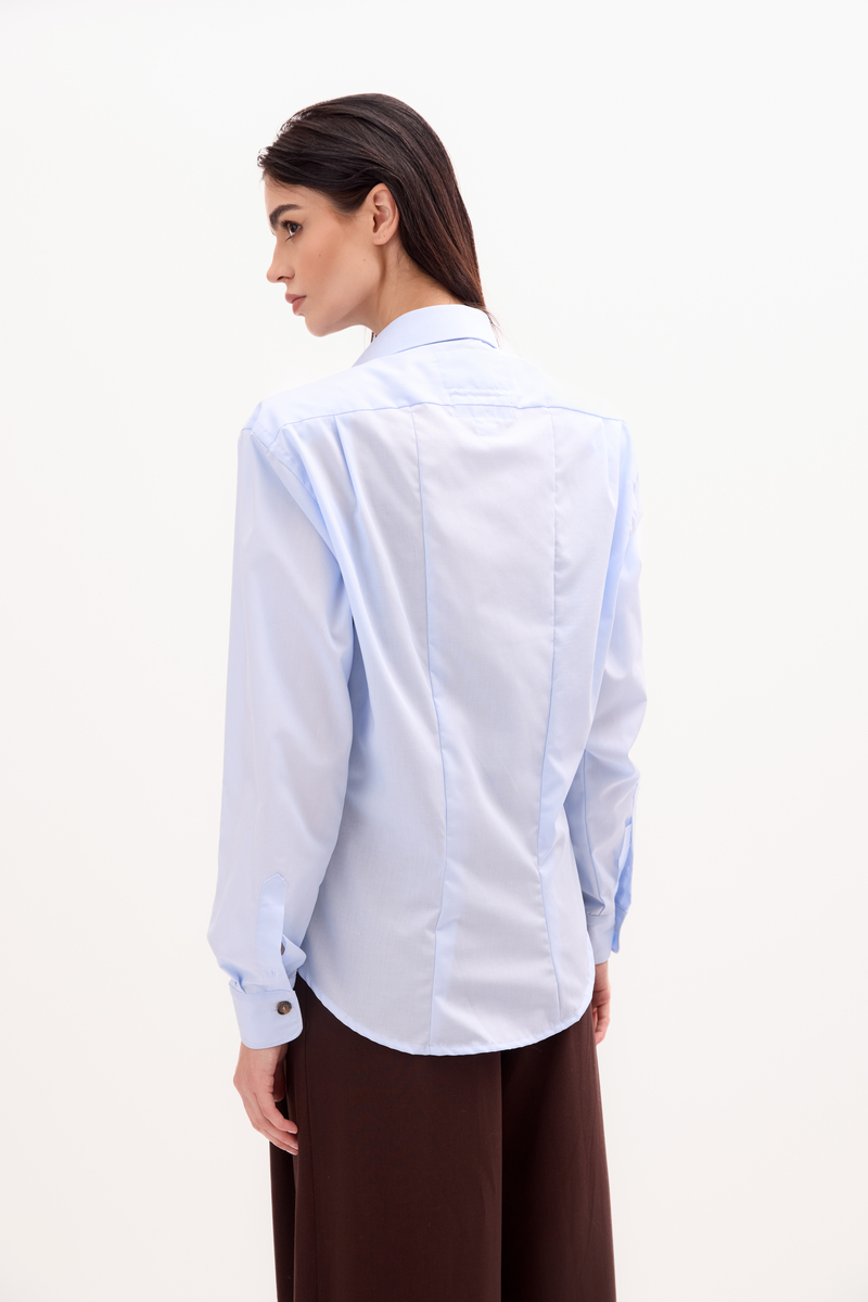 BLUE COTTON SHIRT WITH STRONG ARMS AND DETACHABLE CUSHIONS