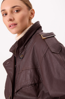 CHOCOLATE BOMBER LEATHER JACKET