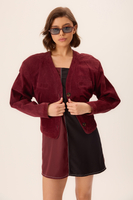 BURGUNDY SUEDE FITTED LEATHER JACKET