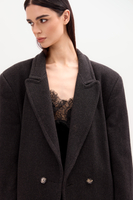 MAXI GRAPHITE ADJUSTABLE WAIST WOOL COAT