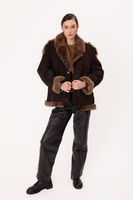 LONG CHOCOLATE NATURAL SHEEPSKIN WITH STRAPES