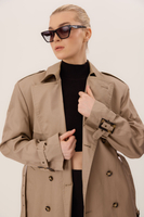 TRENCH COAT KLASYCZNY MAXI PLASZCZ Z PAGONAMI NA RAMIONACH