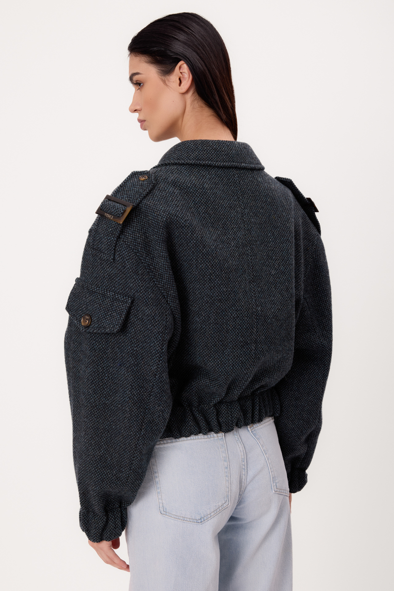 THICK BLUE TALL BOMBER JACKET WITH EPADS