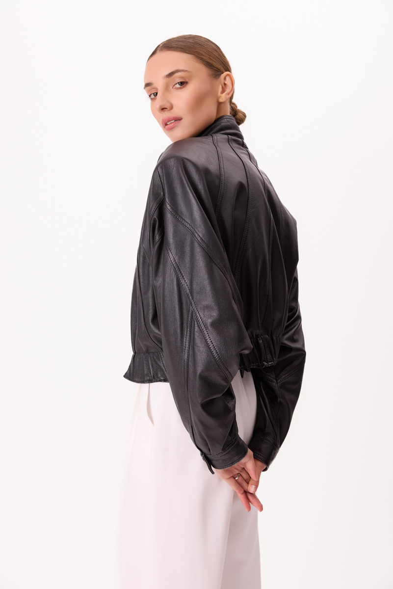 BLACK OVERSIZE LEATHER JACKET