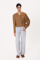 SHORT STRAIGHT REGULAR BEIGE JACKET WITH LIGHT CHECK MODEL No9