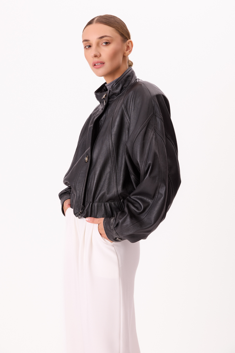 BLACK OVERSIZE LEATHER JACKET