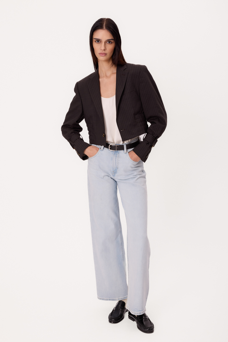 BLACK FITTED PETITE BLAZER WITH PINSTRIPE MODEL No. 5