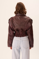 BURGUNDY FITTED LEATHER JACKET