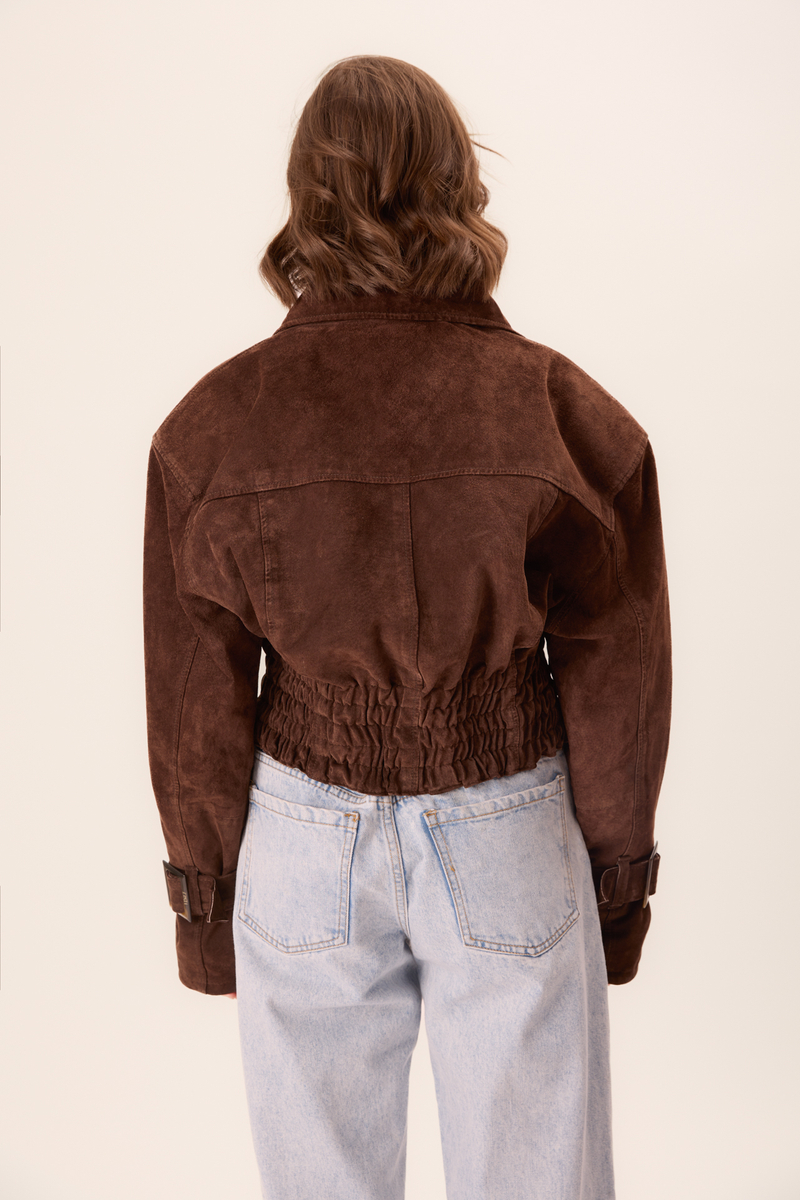 SUEDE BROWN FITTED LEATHER JACKET