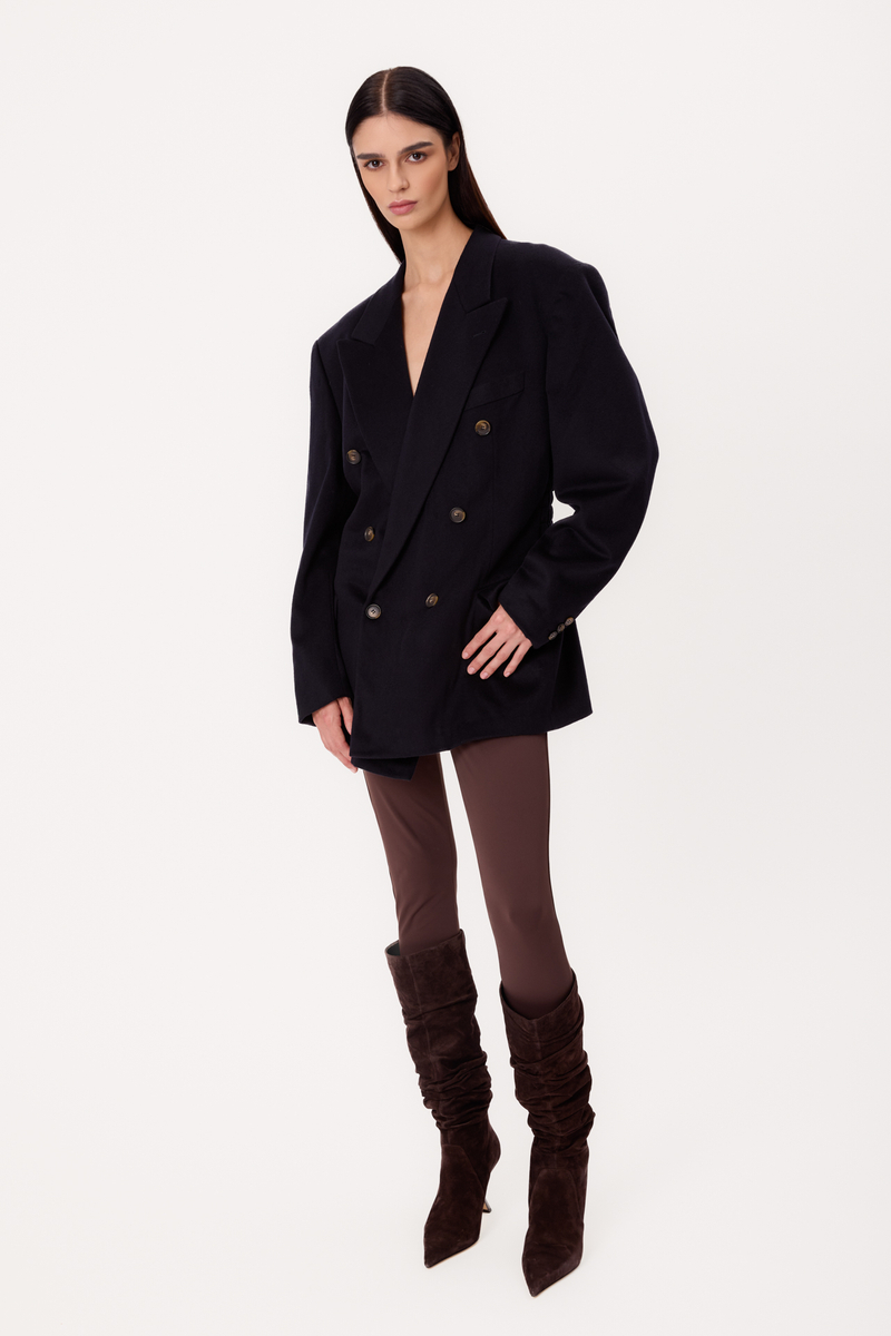 LONG DOUBLE-BREASTED NAVY BLUE CASHMERE JACKET MODEL No4