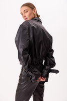 BLACK LEATHER JACKET WITH BUCKLES