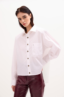 WHITE COTTON SHIRT WITH STRONG SHOULDER AND DETACHABLE PADS