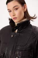 SHORT VINTAGE LEATHER BIKER JACKET