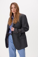 GRAY SLIM FIT BLAZER WITH BUCKLES MODEL No6