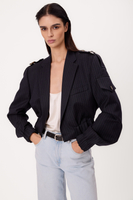 SHORT NAVY BLUE TALL STRIPED BOMBER JACKET