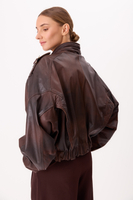 BROWN LEATHER BOMBER JACKET