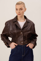 BROWN LEATHER JACKET WITH PADS
